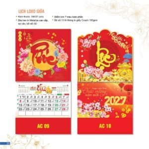 Lịch Bloc 2027 AC Mẫu AC09 (34  x  37 cm) Quà Tặng Khuyến Mại Kích Cầu Cuối Năm in logo doanh nghiệp quà tặng Tết tại Quà Tặng Khuyến Mại KM