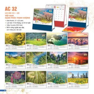 Lịch Để Bàn 2027 AC Mẫu AC32 (21 x 22 cm) Quà Tặng Khuyến Mại Kích Cầu Cuối Năm in logo doanh nghiệp quà tặng Tết tại Quà Tặng Khuyến Mại KM