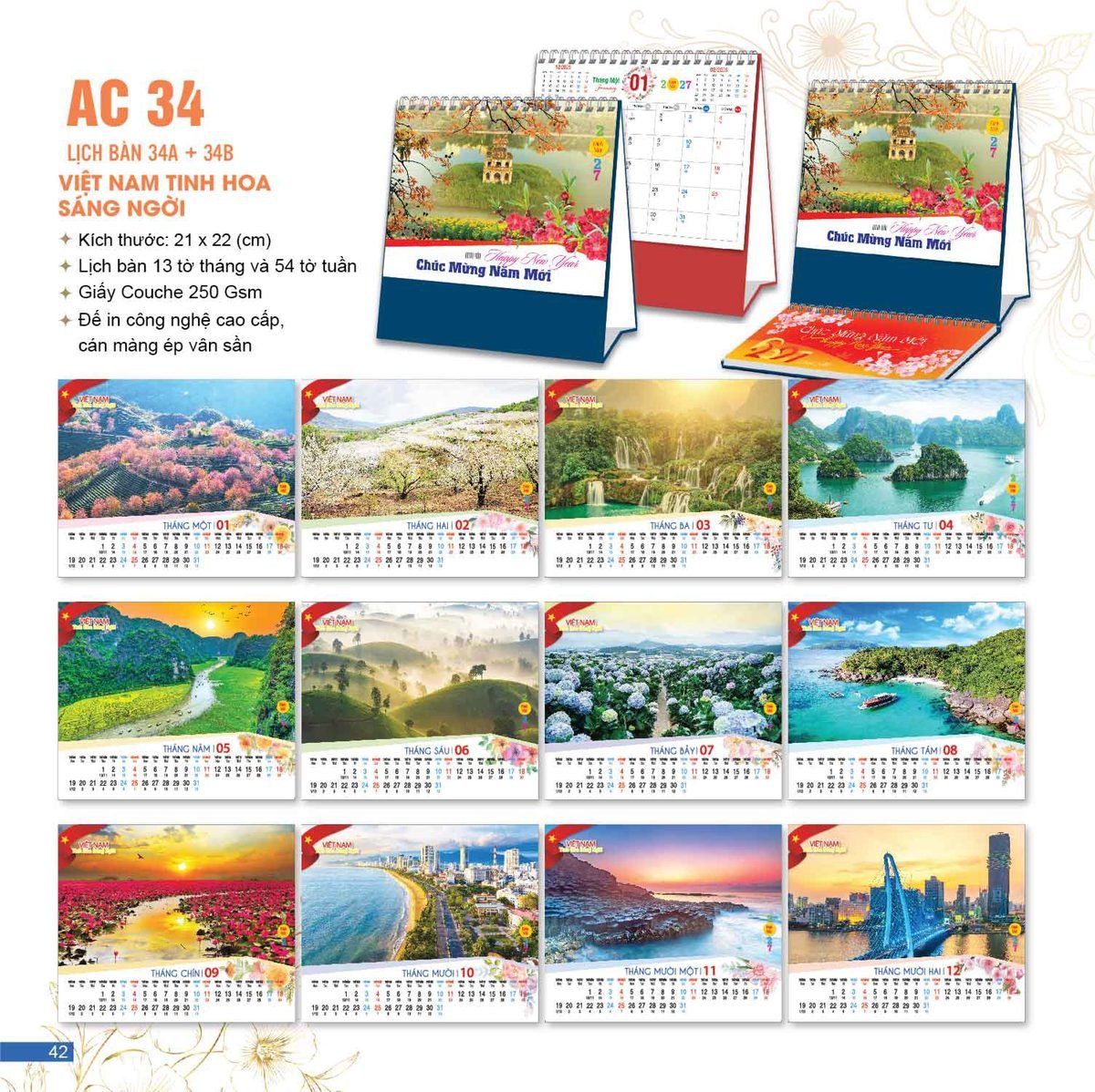 Lịch Để Bàn 2027 AC Mẫu AC34 (21 x 22 cm) Quà Tặng Khuyến Mại Kích Cầu Cuối Năm Lịch Để Bàn 2027 AC Mẫu AC34 (21 x 22 cm) Quà Tặng Khuyến Mại Kích Cầu Cuối Năm in logo doanh nghiệp quà tặng Tết tại Quà Tặng Khuyến Mại KM