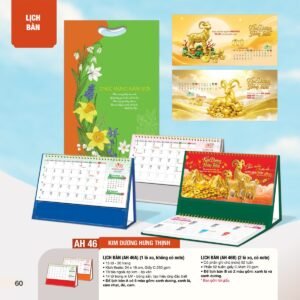 Lịch Bàn Chữ M (Có Note 52 Tuần) 2027 AH Mẫu AH46 (24 x 16cm) Quà Tặng Khuyến Mại Kích Cầu Cuối Năm in logo doanh nghiệp quà tặng Tết tại Quà Tặng Khuyến Mại KM