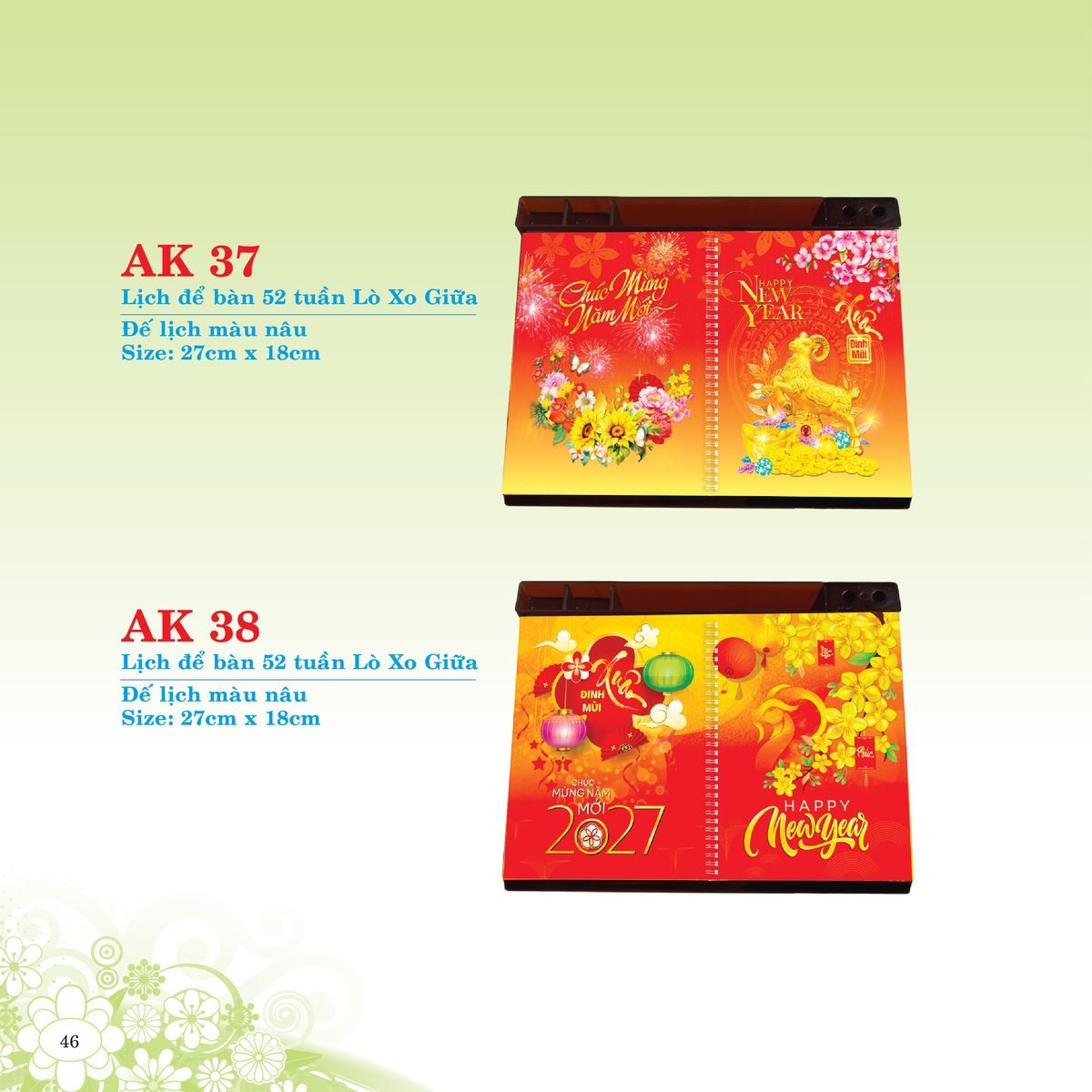 Lịch Để Bàn 2027 AK Mẫu AK38 (16 x 24 cm) Quà Tặng Khuyến Mại Kích Cầu Cuối Năm Lịch Để Bàn 2027 AK Mẫu AK38 (16 x 24 cm) Quà Tặng Khuyến Mại Kích Cầu Cuối Năm in logo doanh nghiệp quà tặng Tết tại Quà Tặng Khuyến Mại KM