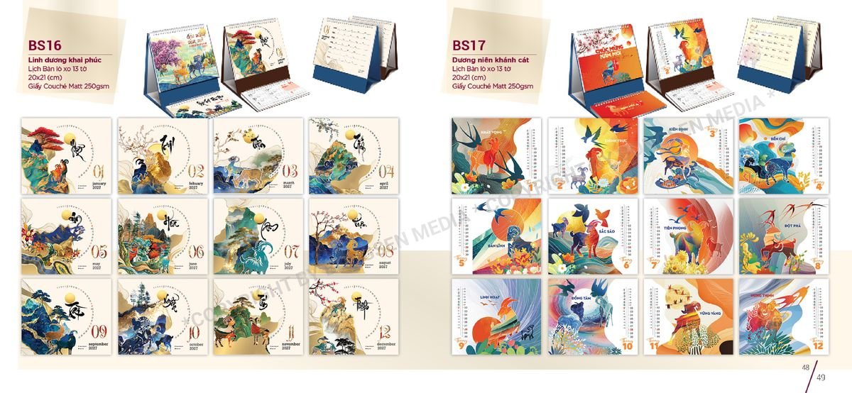 Lịch Để Bàn Nghệ Thuật 2027 BS25 Quà Tặng Khuyến Mại Kích Cầu Cuối Năm