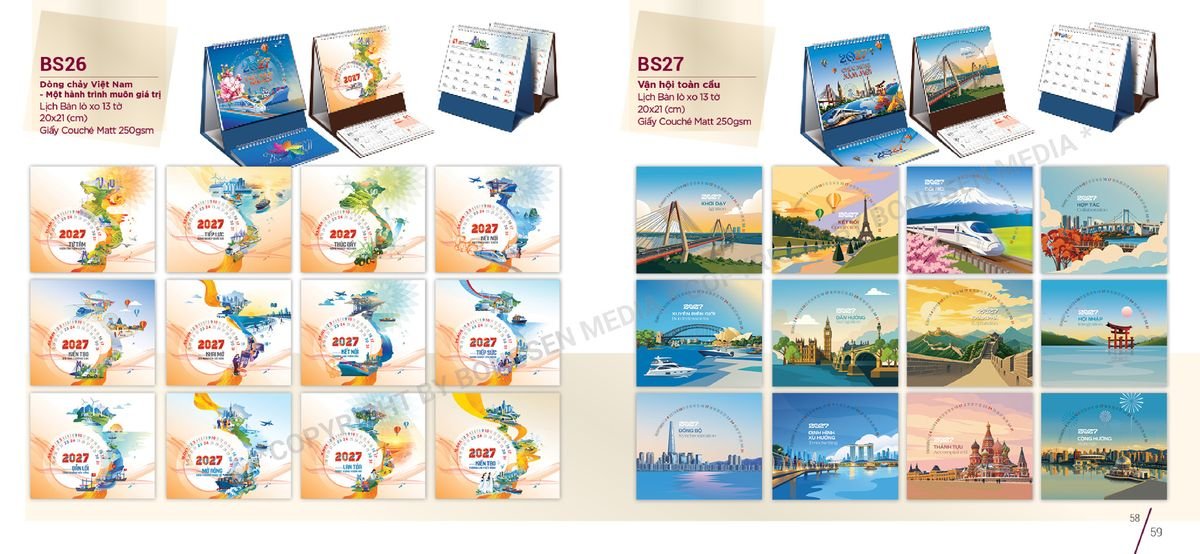 Lịch Để Bàn Nghệ Thuật 2027 BS30 Quà Tặng Khuyến Mại Kích Cầu Cuối Năm