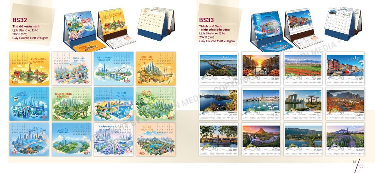 Lịch Để Bàn Nghệ Thuật 2027 BS33 Quà Tặng Khuyến Mại Kích Cầu Cuối Năm