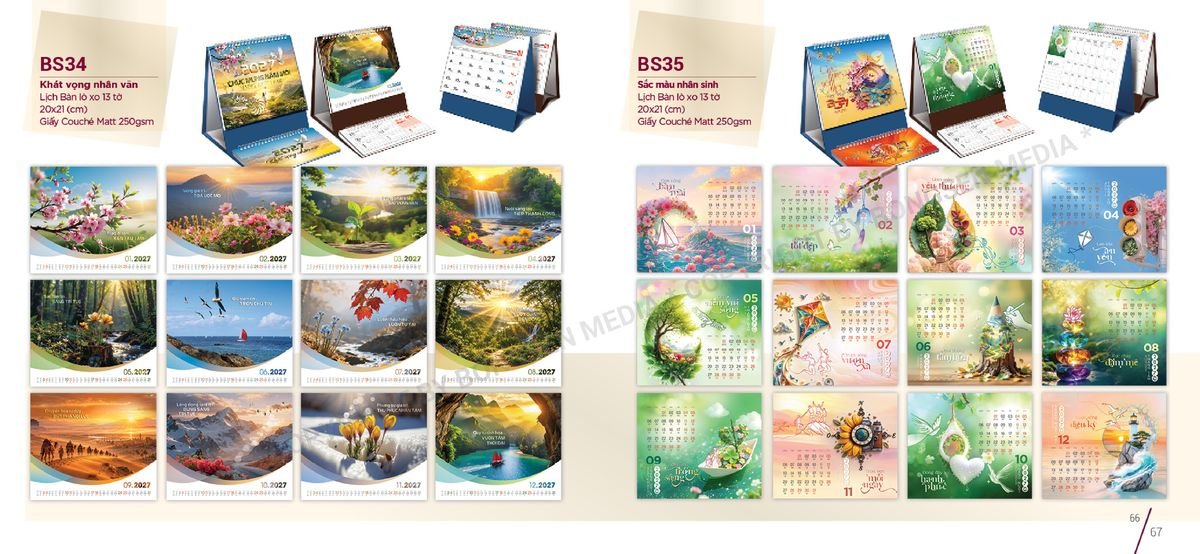 Lịch Để Bàn Nghệ Thuật 2027 BS34 Quà Tặng Khuyến Mại Kích Cầu Cuối Năm