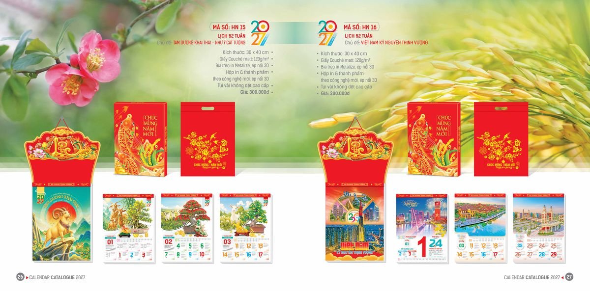 Lịch Bloc Hoa Niên 2027 ĐP DPHN12 Quà Tặng Khuyến Mại Kích Cầu Cuối Năm