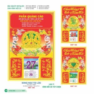 Lịch Bìa Treo 2027 HBT Mẫu HBT192 (29 x 41 cm) Quà Tặng Khuyến Mại Kích Cầu Cuối Năm in logo doanh nghiệp quà tặng Tết tại Quà Tặng Khuyến Mại KM
