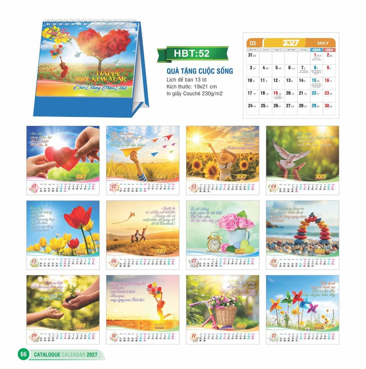 Lịch Để Bàn 2027 HBT Mẫu HBT53 (19 x 21cm) Quà Tặng Khuyến Mại Kích Cầu Cuối Năm Lịch Để Bàn 2027 HBT Mẫu HBT53 (19 x 21cm) Quà Tặng Khuyến Mại Kích Cầu Cuối Năm in logo doanh nghiệp quà tặng Tết tại Quà Tặng Khuyến Mại KM
