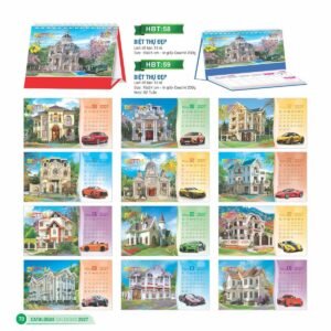 Lịch Bàn Chữ M (Có Note 52 Tuần) 2027 HBT Mẫu HBT60 (16 x 24cm) Quà Tặng Khuyến Mại Kích Cầu Cuối Năm in logo doanh nghiệp quà tặng Tết tại Quà Tặng Khuyến Mại KM