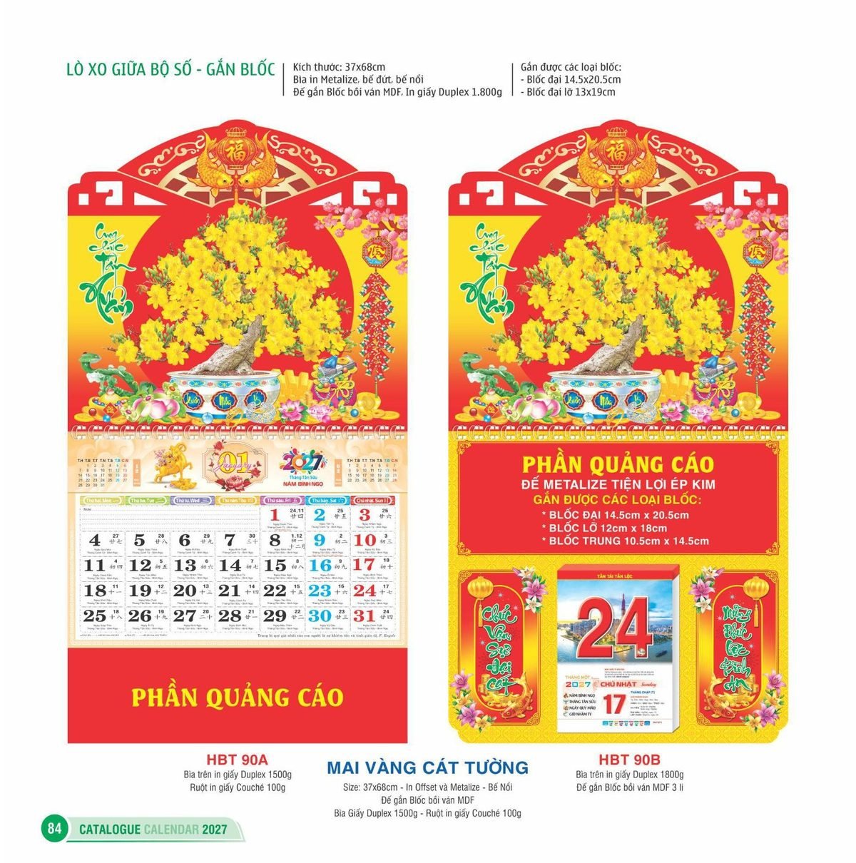 Lịch Treo Tường Lò Xo 2027 HBT Mẫu HBT90A (11 x 12 cm) Quà Tặng Khuyến Mại Kích Cầu Cuối Năm Lịch Treo Tường Lò Xo 2027 HBT Mẫu HBT90A (11 x 12 cm) Quà Tặng Khuyến Mại Kích Cầu Cuối Năm in logo doanh nghiệp quà tặng Tết tại Quà Tặng Khuyến Mại KM