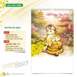 Lịch Treo Tường 2027 HT Mẫu HT57 (40 x 60cm) Quà Tặng Khuyến Mại Kích Cầu Cuối Năm in logo doanh nghiệp quà tặng Tết tại Quà Tặng Khuyến Mại KM