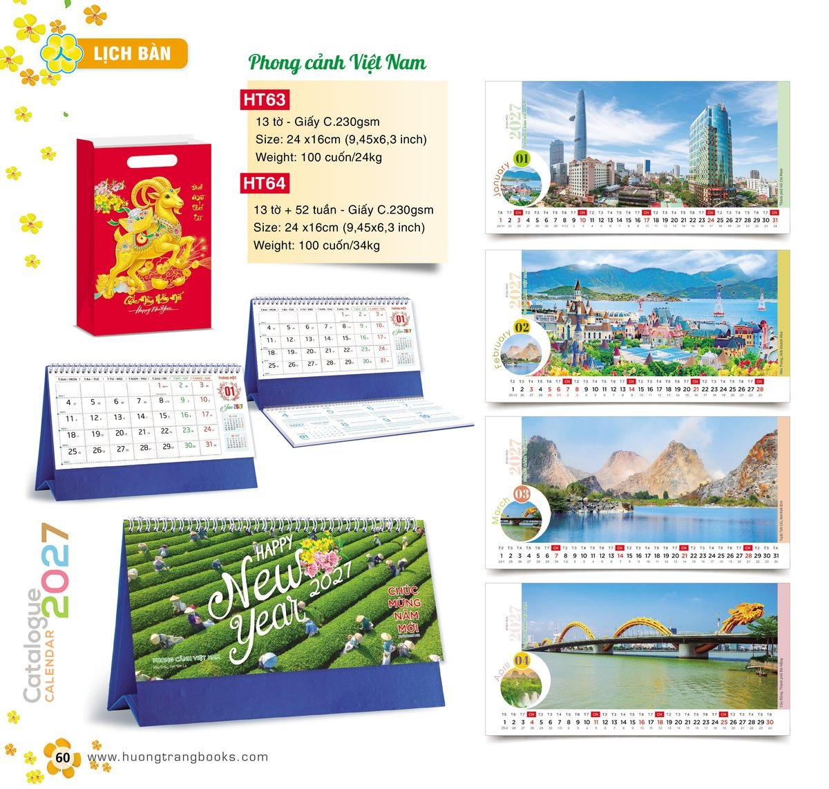 Lịch Để Bàn 2027 HT Mẫu HT63 (24 x 16cm) Quà Tặng Khuyến Mại Kích Cầu Cuối Năm Lịch Để Bàn 2027 HT Mẫu HT63 (24 x 16cm) Quà Tặng Khuyến Mại Kích Cầu Cuối Năm in logo doanh nghiệp quà tặng Tết tại Quà Tặng Khuyến Mại KM