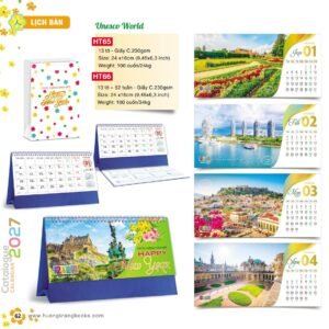 Lịch Để Bàn 2027 HT Mẫu HT65 (24 x 16cm) Quà Tặng Khuyến Mại Kích Cầu Cuối Năm in logo doanh nghiệp quà tặng Tết tại Quà Tặng Khuyến Mại KM
