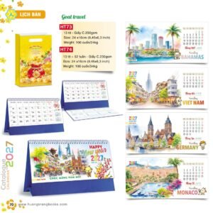 Lịch Để Bàn 2027 HT Mẫu HT73 (24 x 16cm) Quà Tặng Khuyến Mại Kích Cầu Cuối Năm in logo doanh nghiệp quà tặng Tết tại Quà Tặng Khuyến Mại KM