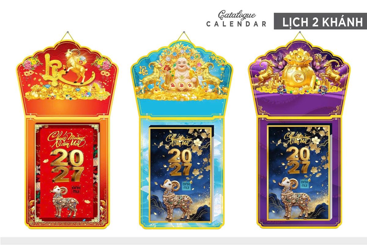 Lịch Khánh Gỗ Lamina 2 Đầu 2027 LM2D_004 - Quà Tặng Khuyến Mại