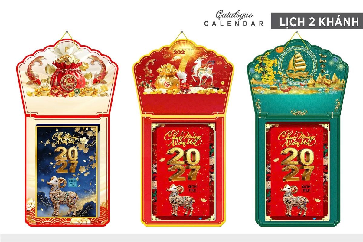 Lịch Khánh Gỗ Lamina 2 Đầu 2027 LM2D_005 - Quà Tặng Khuyến Mại