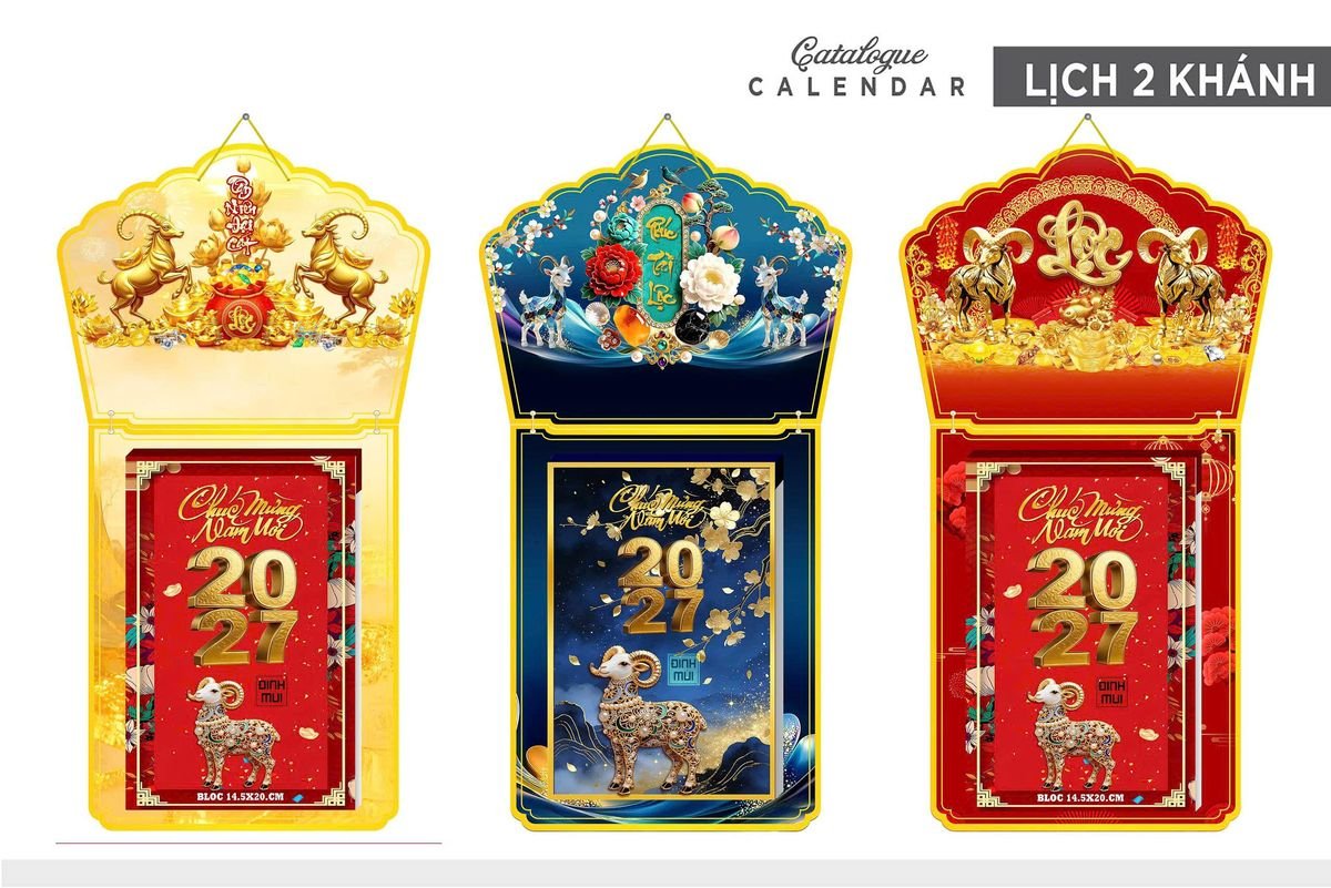 Lịch Khánh Gỗ Lamina 2 Đầu 2027 LM2D_006 - Quà Tặng Khuyến Mại