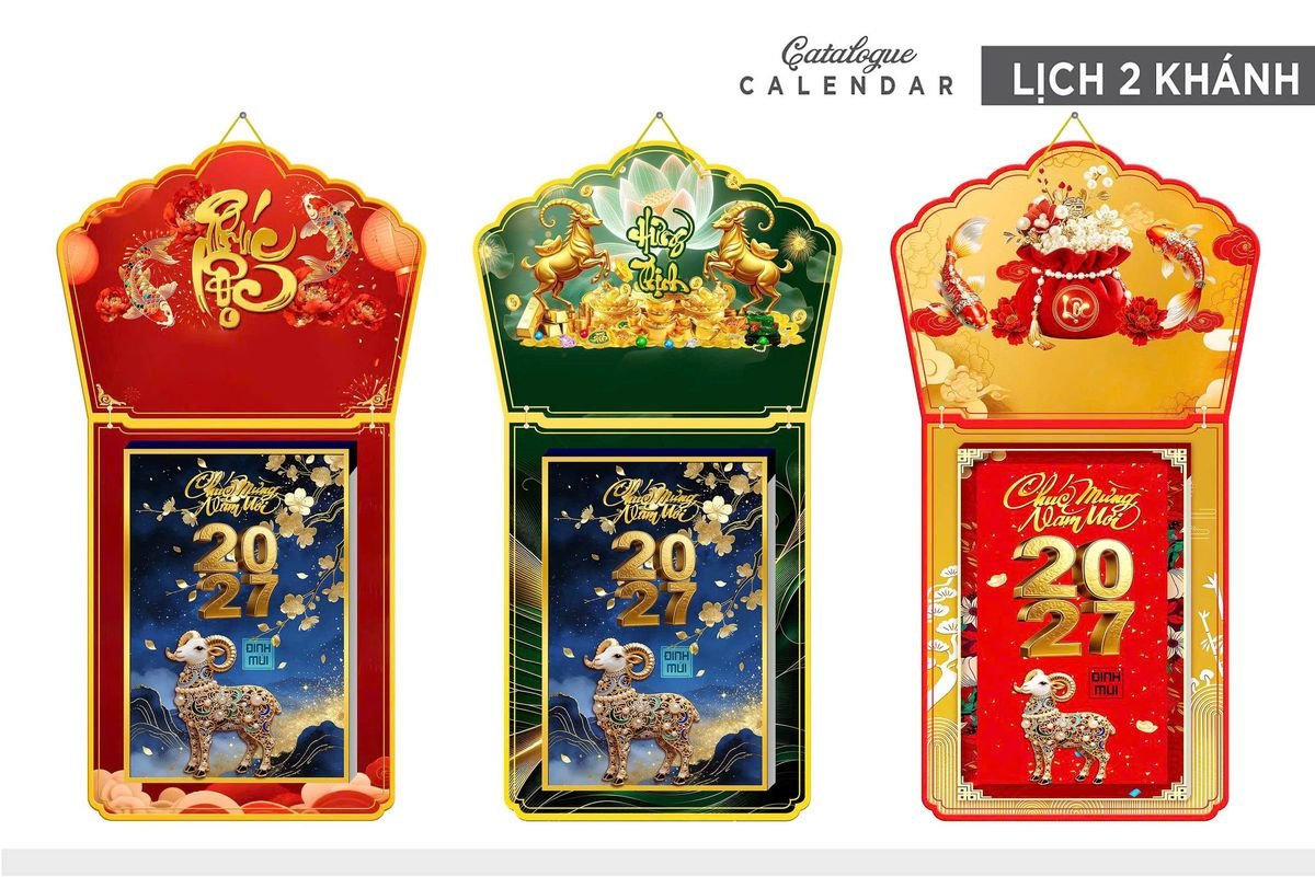 Lịch Khánh Gỗ Lamina 2 Đầu 2027 LM2D_007 - Quà Tặng Khuyến Mại