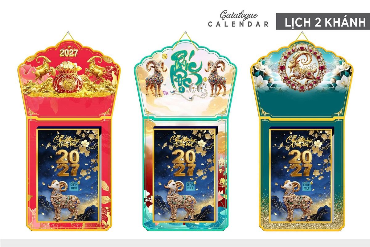 Lịch Khánh Gỗ Lamina 2 Đầu 2027 LM2D_008 - Quà Tặng Khuyến Mại