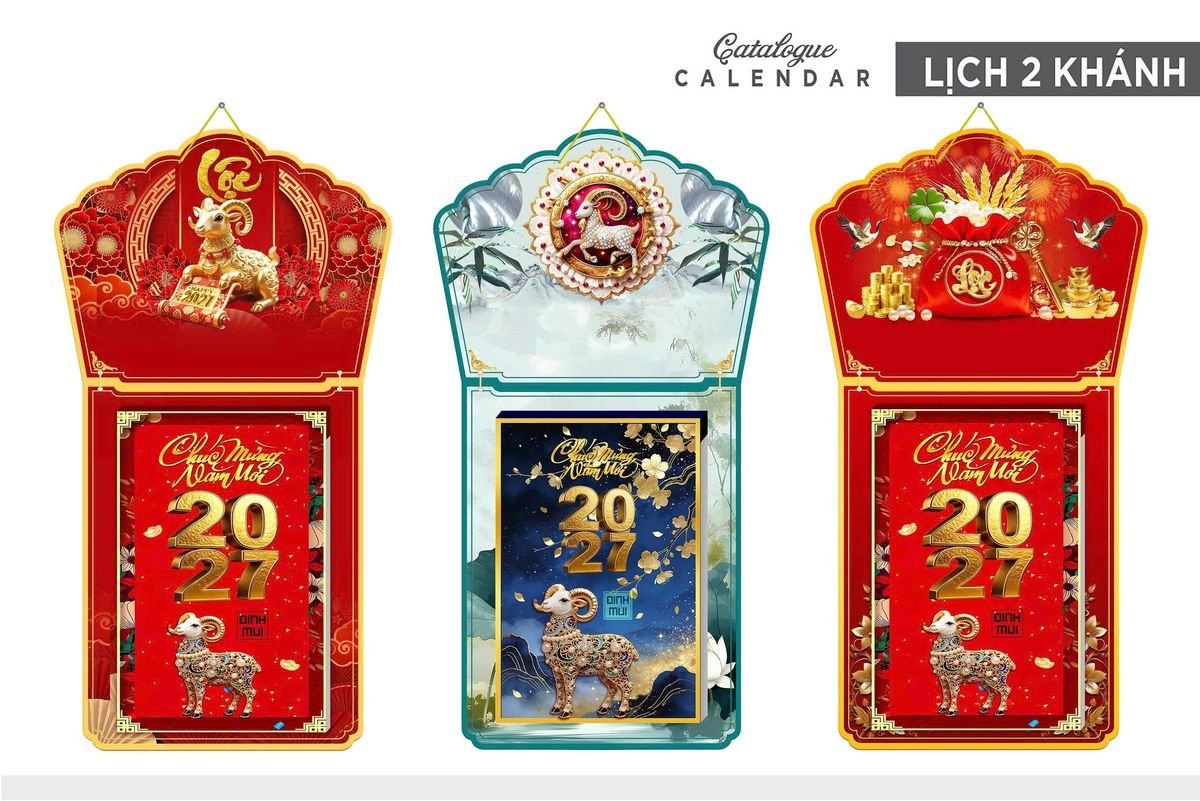 Lịch Khánh Gỗ Lamina 2 Đầu 2027 LM2D_009 - Quà Tặng Khuyến Mại