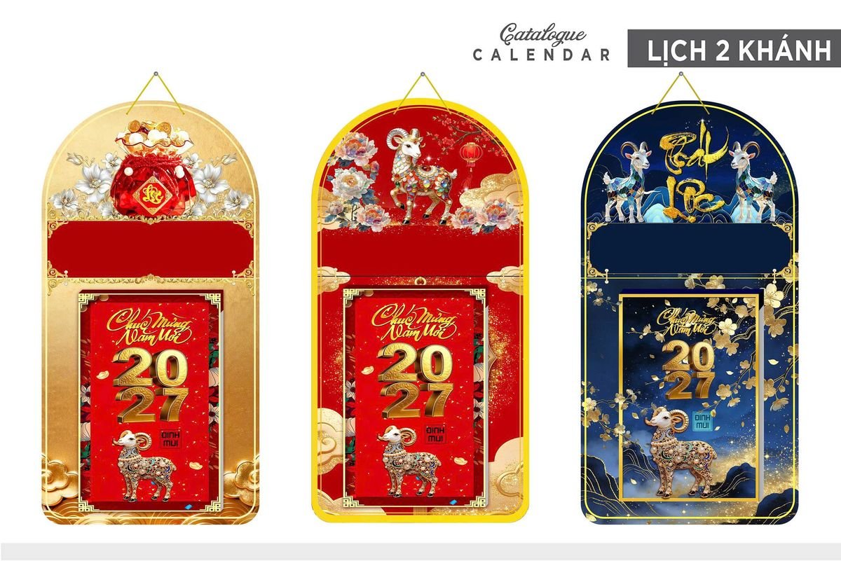 Lịch Khánh Gỗ Lamina 2 Đầu 2027 LM2D_012 - Quà Tặng Khuyến Mại