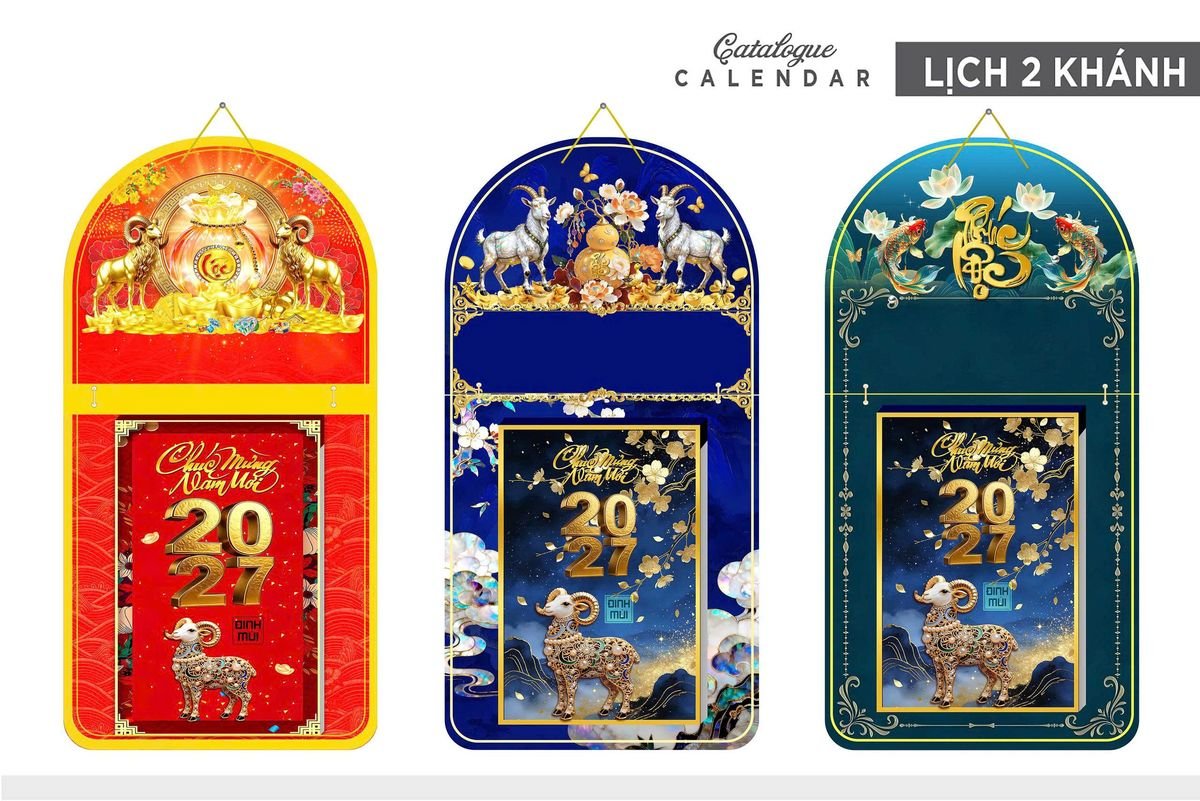 Lịch Khánh Gỗ Lamina 2 Đầu 2027 LM2D_014 - Quà Tặng Khuyến Mại