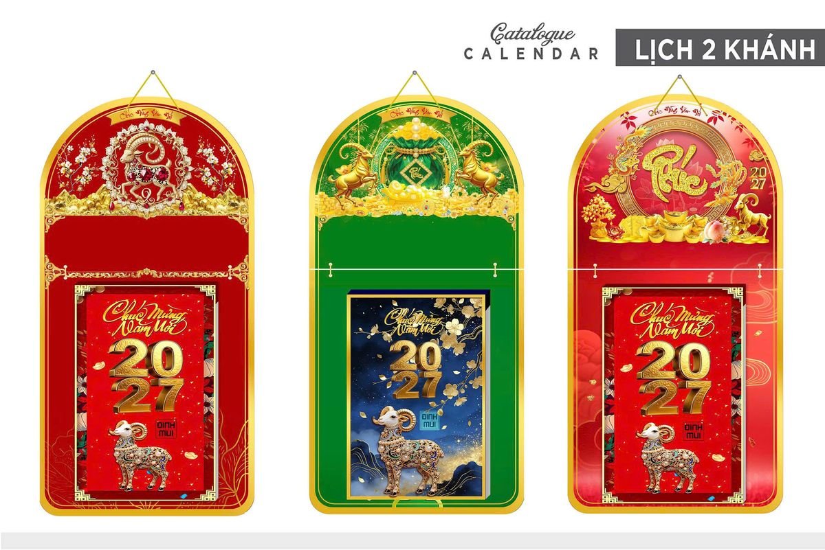 Lịch Khánh Gỗ Lamina 2 Đầu 2027 LM2D_015 - Quà Tặng Khuyến Mại
