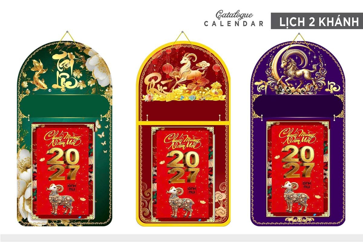 Lịch Khánh Gỗ Lamina 2 Đầu 2027 LM2D_016 - Quà Tặng Khuyến Mại