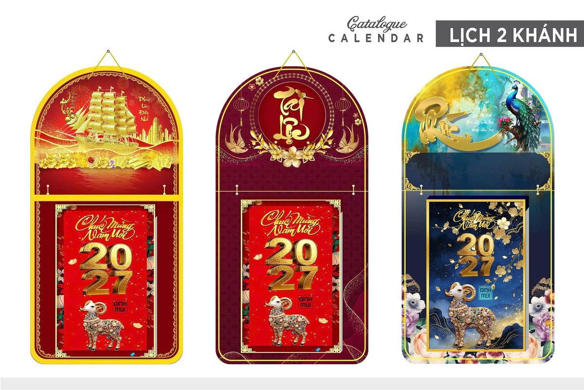 Lịch Khánh Gỗ Lamina 2 Đầu 2027 LM2D_017 - Quà Tặng Khuyến Mại