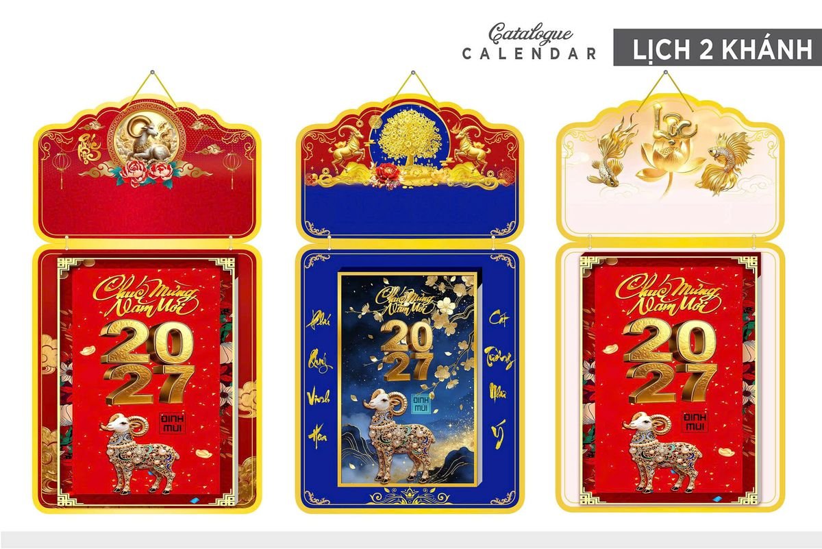 Lịch Khánh Gỗ Lamina 2 Đầu 2027 LM2D_020 - Quà Tặng Khuyến Mại