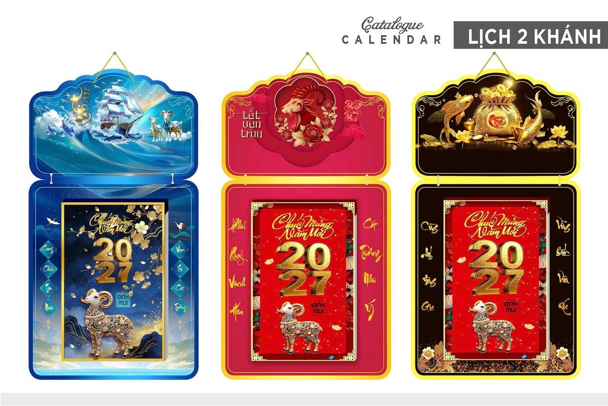 Lịch Khánh Gỗ Lamina 2 Đầu 2027 LM2D_023 - Quà Tặng Khuyến Mại