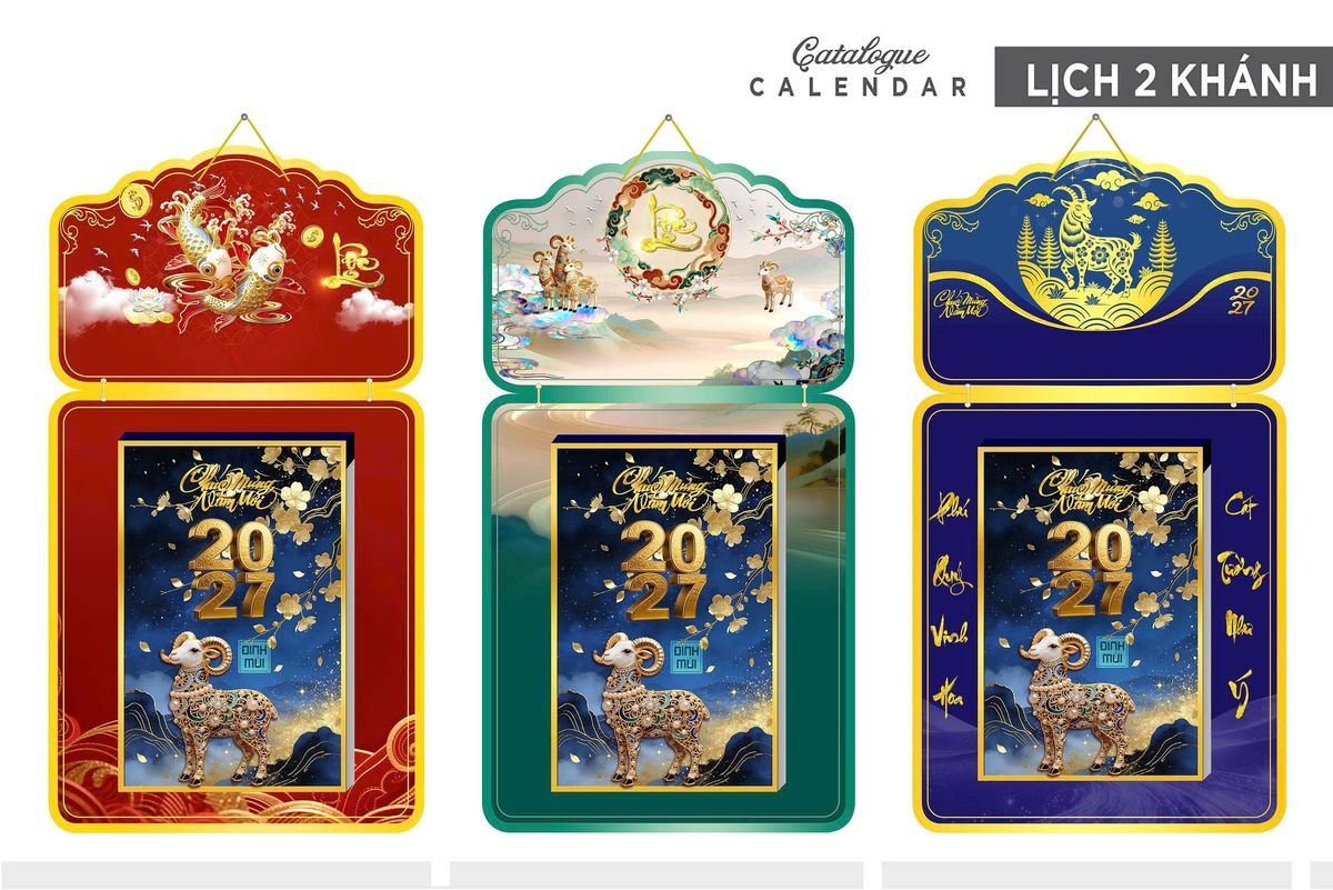 Lịch Khánh Gỗ Lamina 2 Đầu 2027 LM2D_025 - Quà Tặng Khuyến Mại