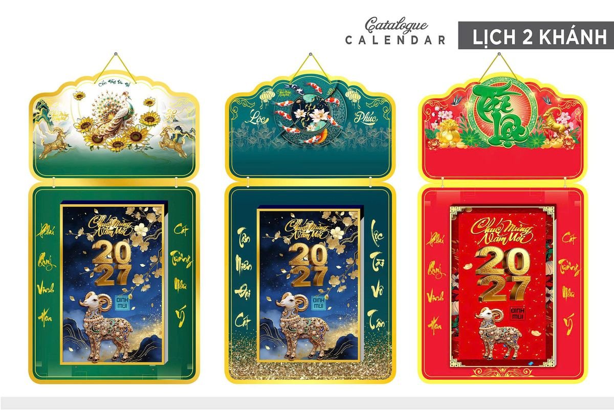Lịch Khánh Gỗ Lamina 2 Đầu 2027 LM2D_026 - Quà Tặng Khuyến Mại