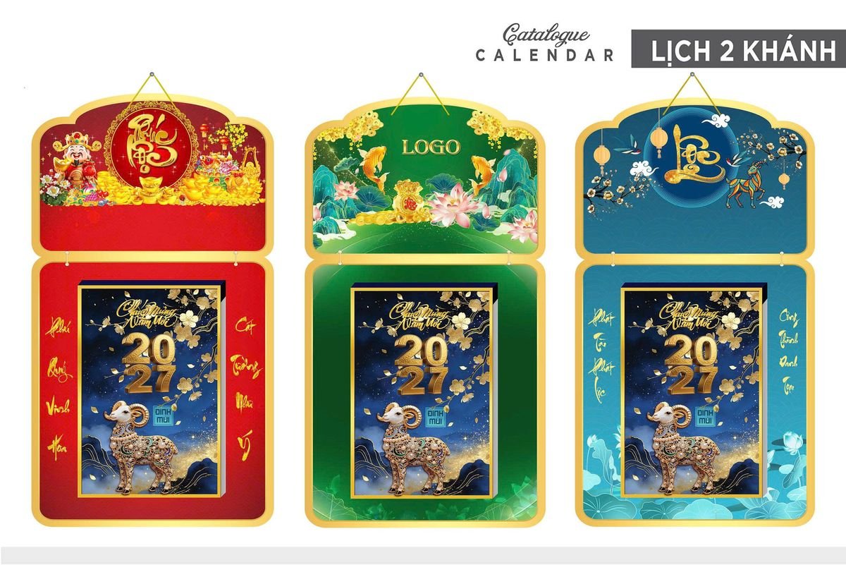 Lịch Khánh Gỗ Lamina 2 Đầu 2027 LM2D_030 - Quà Tặng Khuyến Mại