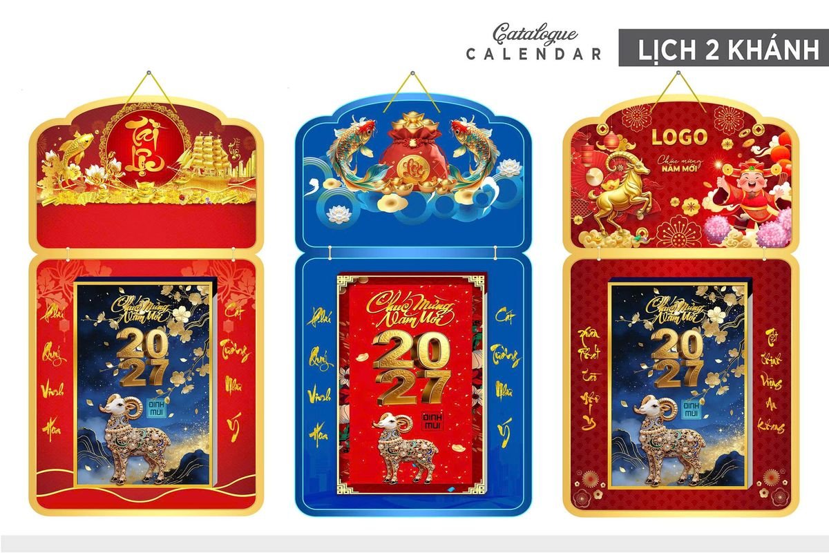 Lịch Khánh Gỗ Lamina 2 Đầu 2027 LM2D_032 - Quà Tặng Khuyến Mại