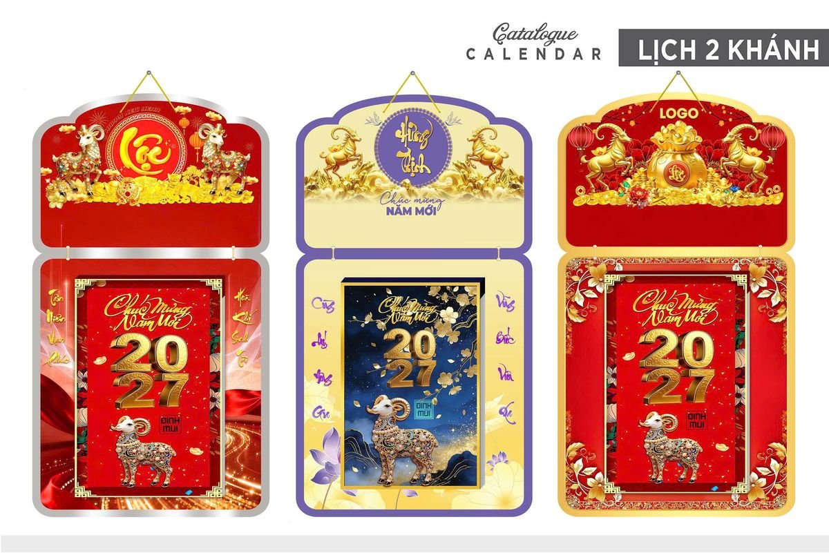 Lịch Khánh Gỗ Lamina 2 Đầu 2027 LM2D_033 - Quà Tặng Khuyến Mại