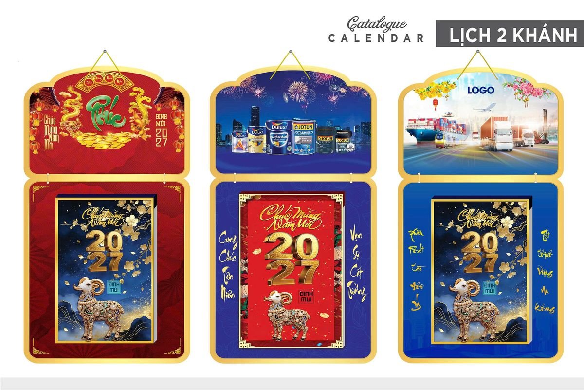 Lịch Khánh Gỗ Lamina 2 Đầu 2027 LM2D_034 - Quà Tặng Khuyến Mại