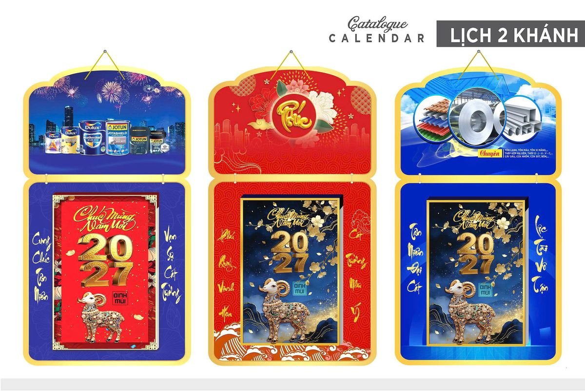 Lịch Khánh Gỗ Lamina 2 Đầu 2027 LM2D_036 - Quà Tặng Khuyến Mại