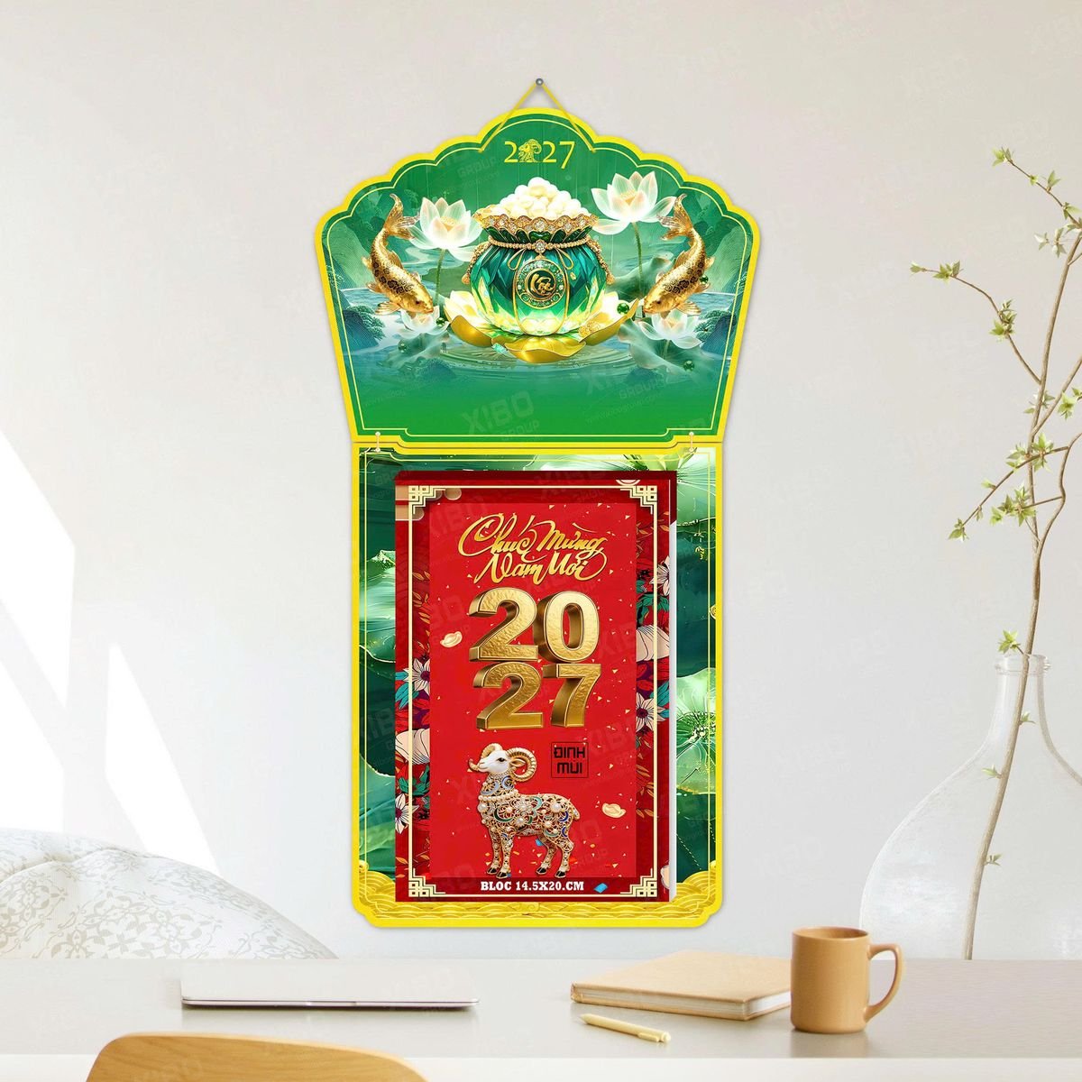 Lịch Khánh Gỗ Lamina 2 Đầu 2027 LM2D_038 - Quà Tặng Khuyến Mại