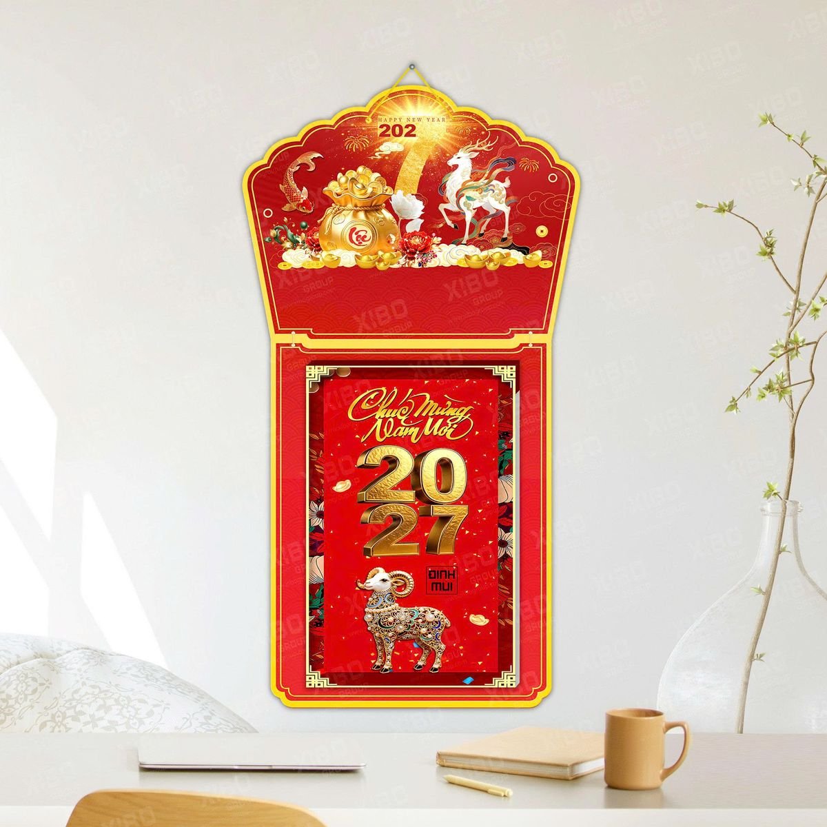 Lịch Khánh Gỗ Lamina 2 Đầu 2027 LM2D_041 - Quà Tặng Khuyến Mại