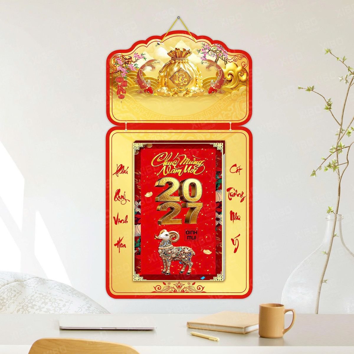 Lịch Khánh Gỗ Lamina 2 Đầu 2027 LM2D_043 - Quà Tặng Khuyến Mại