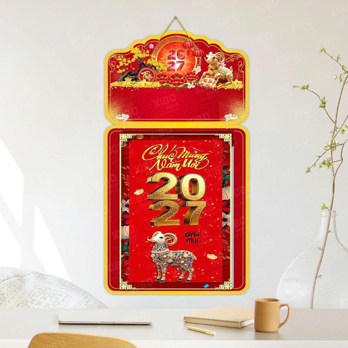 Lịch Khánh Gỗ Lamina 2 Đầu 2027 LM2D_044 - Quà Tặng Khuyến Mại