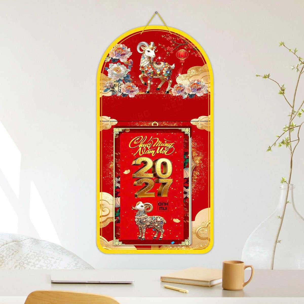 Lịch Khánh Gỗ Lamina 2 Đầu 2027 LM2D_048 - Quà Tặng Khuyến Mại