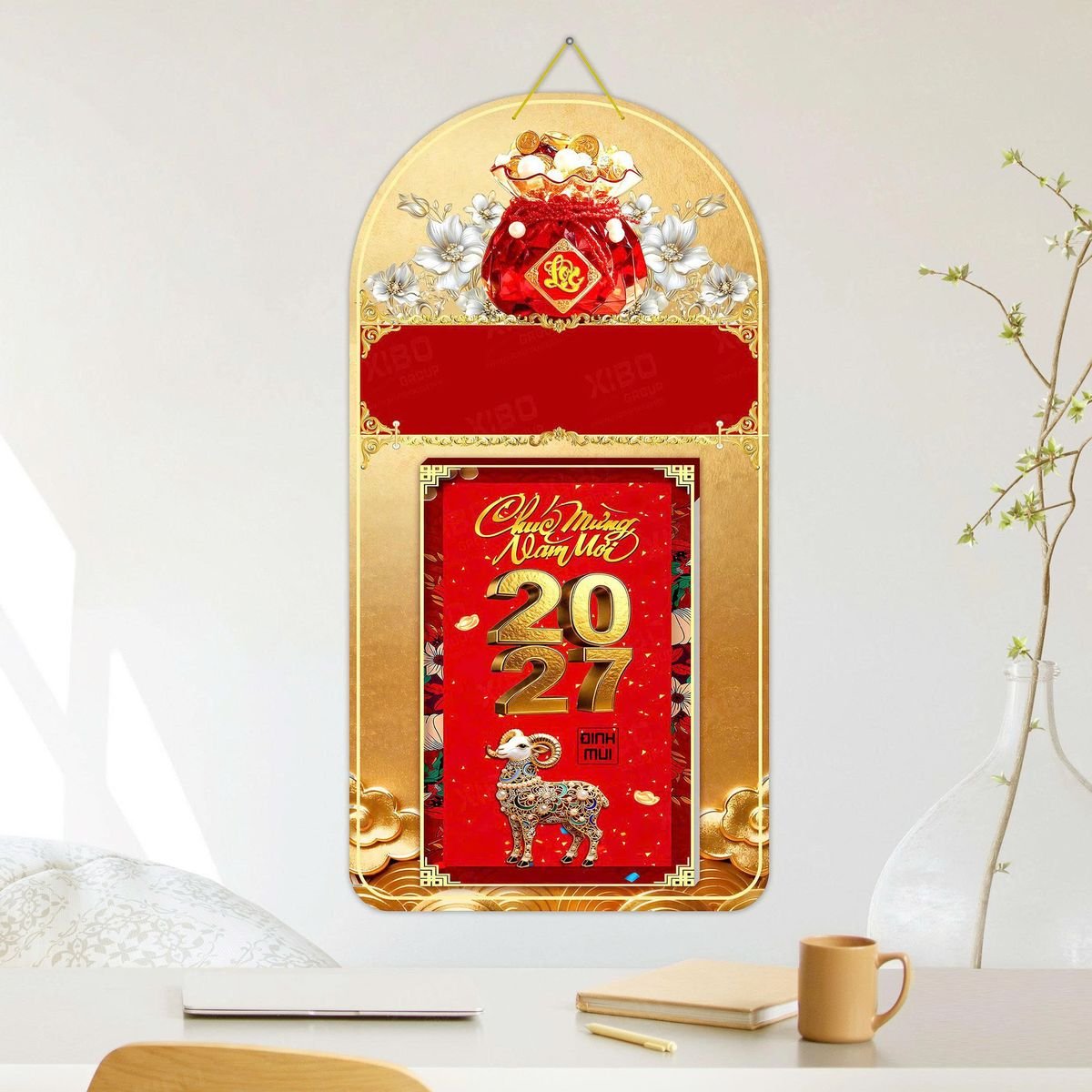 Lịch Khánh Gỗ Lamina 2 Đầu 2027 LM2D_049 - Quà Tặng Khuyến Mại