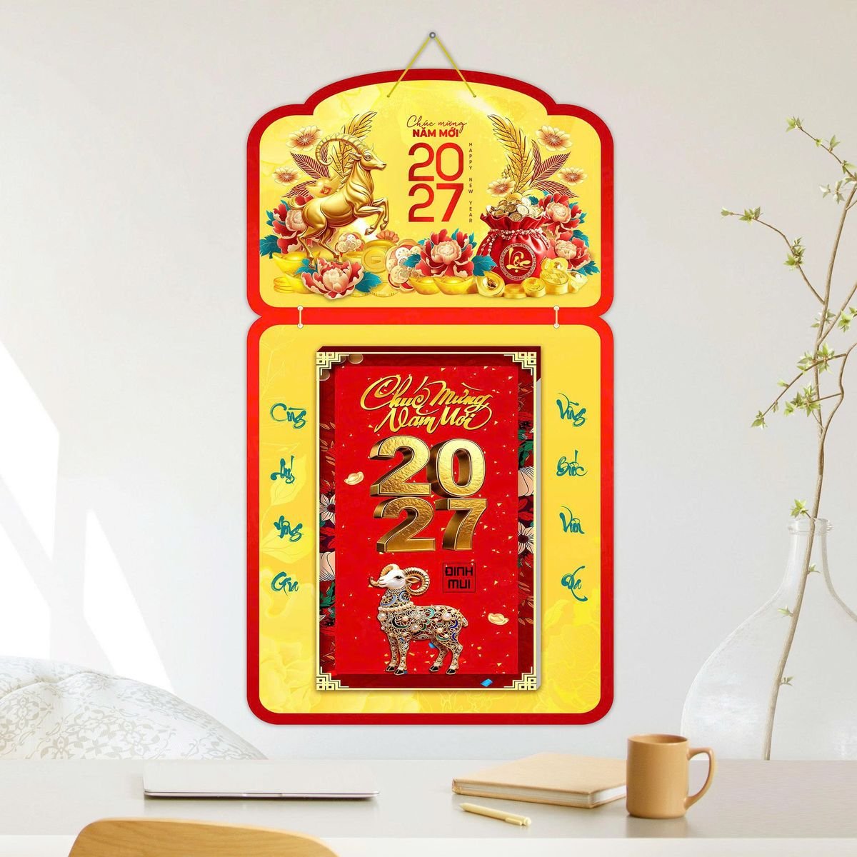 Lịch Khánh Gỗ Lamina 2 Đầu 2027 LM2D_054 - Quà Tặng Khuyến Mại