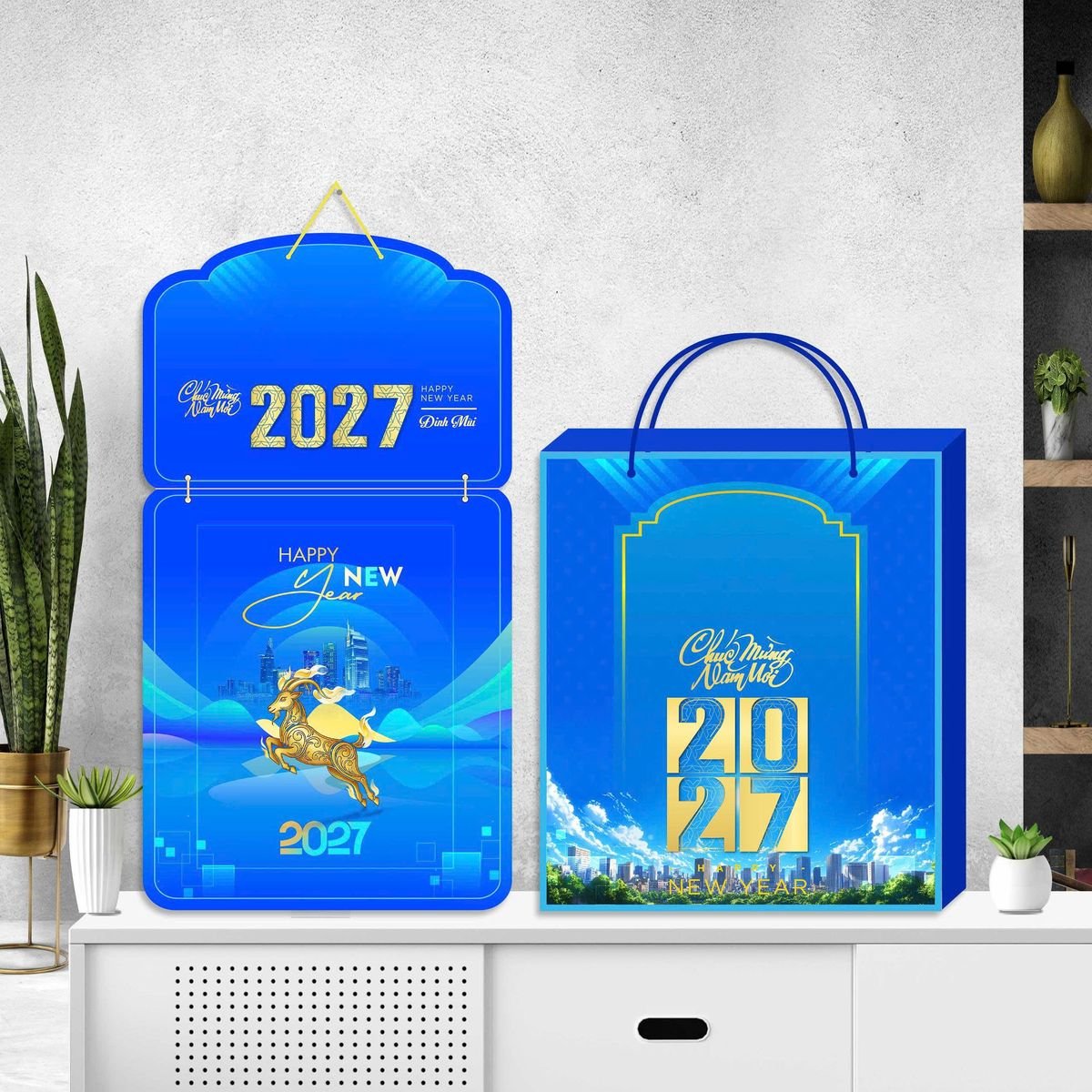 Lịch Khánh Gỗ Lamina 2 Đầu 2027 LM2D_056 - Quà Tặng Khuyến Mại