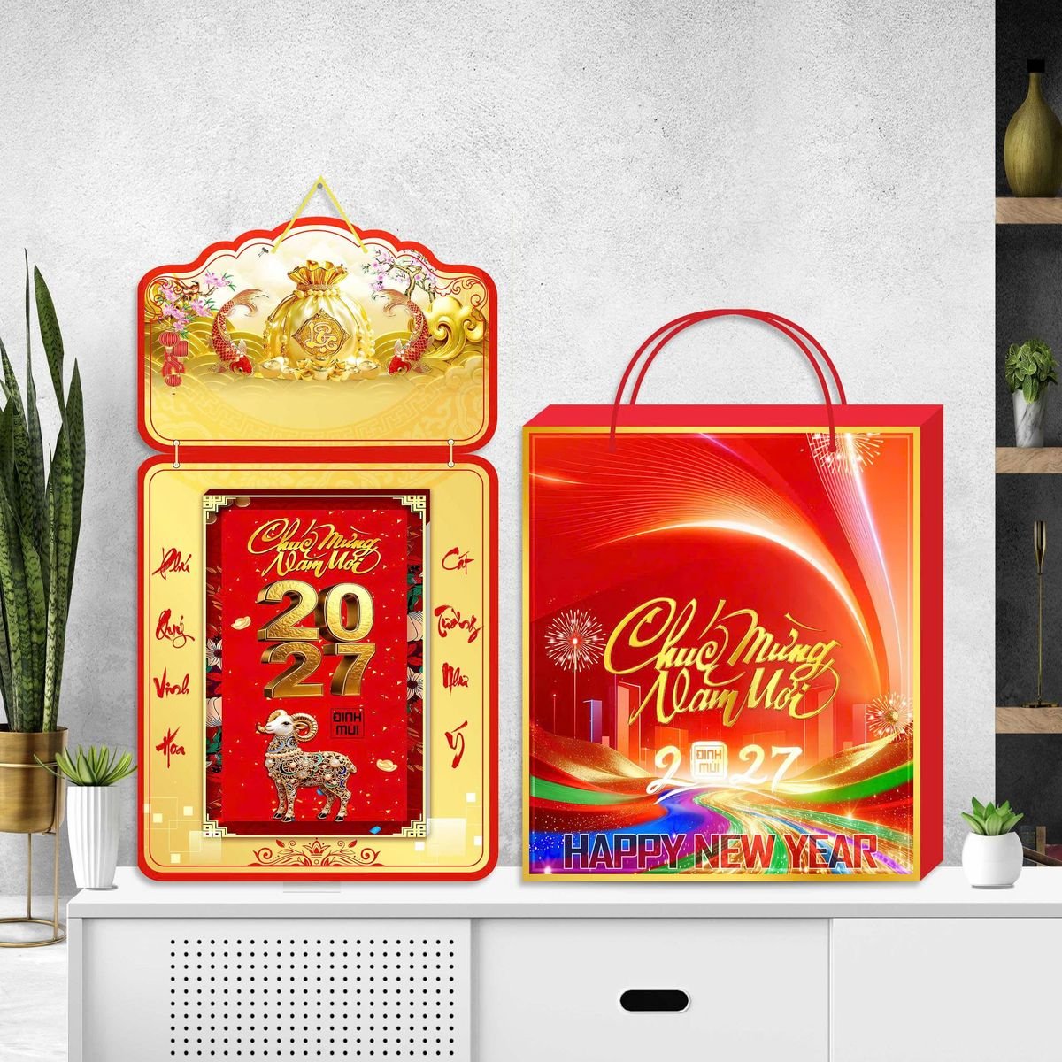 Lịch Khánh Gỗ Lamina 2 Đầu 2027 LM2D_057 - Quà Tặng Khuyến Mại