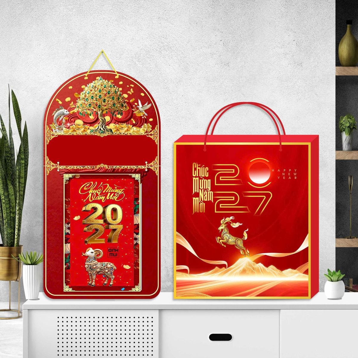 Lịch Khánh Gỗ Lamina 2 Đầu 2027 LM2D_058 - Quà Tặng Khuyến Mại