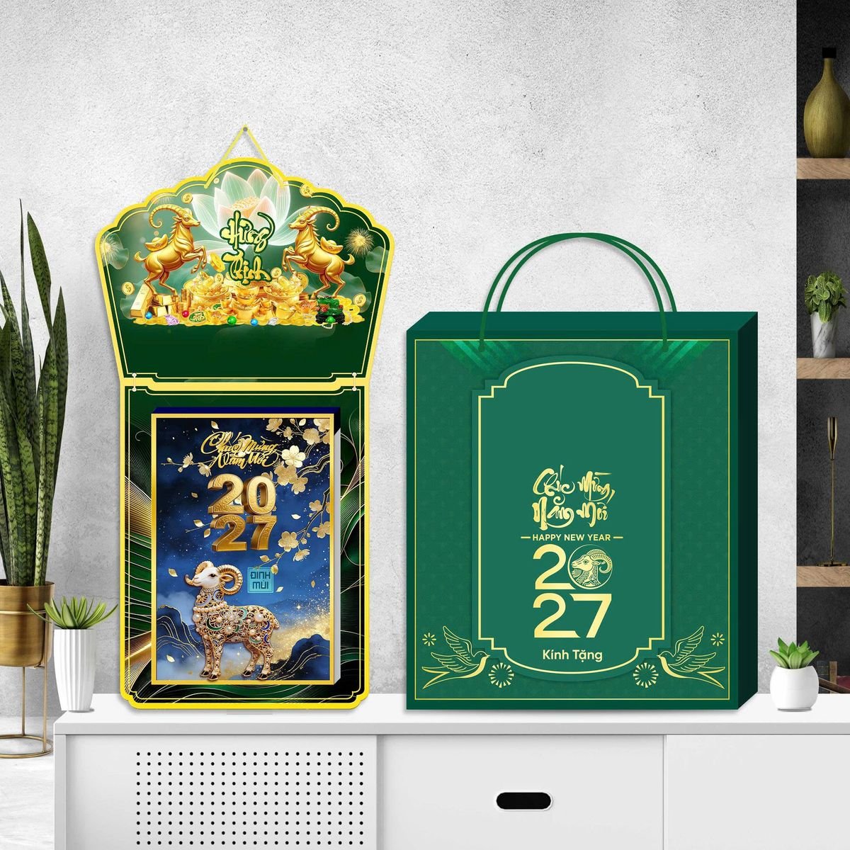 Lịch Khánh Gỗ Lamina 2 Đầu 2027 LM2D_059 - Quà Tặng Khuyến Mại