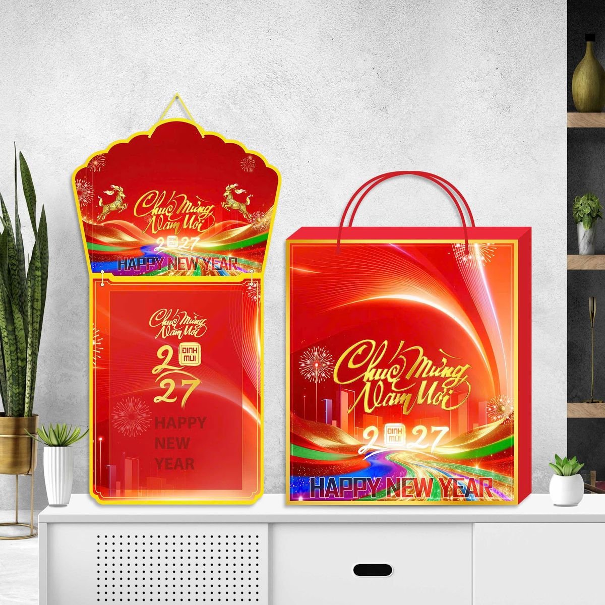 Lịch Khánh Gỗ Lamina 2 Đầu 2027 LM2D_063 - Quà Tặng Khuyến Mại